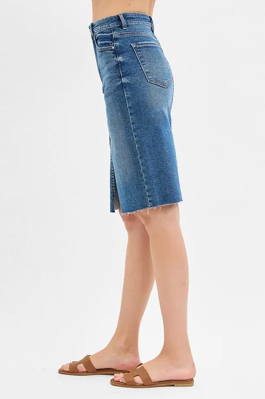 RISEN High Rise Front Slit Pencil Skirts | Daverri Fashions