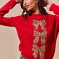 SO ME Sequins Bow Ribbon Embellished Christmas Sweater - DAVERRI FASHIONS