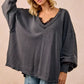 BiBi Mineral Washed French Terry Oversized Sweatshirt - DAVERRI FASHIONS