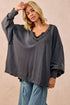 BiBi Mineral Washed French Terry Oversized Sweatshirt - DAVERRI FASHIONS