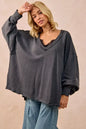 BiBi Mineral Washed French Terry Oversized Sweatshirt - DAVERRI FASHIONS
