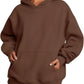 Brown kangaroo pocket long sleeve hoodie in cozy oversized fabric