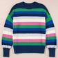 Rainbow Striped Crew Neck Drop Shoulder Sweater - DAVERRI FASHIONS