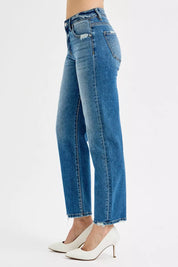 RISEN Tummy Control High Rise Ankle Slim Barrel Jeans | Jeans Daverri Fashions