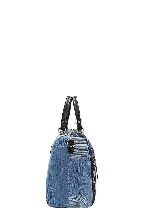 Bosque De Amor Denim Boston Bag - DAVERRI FASHIONS