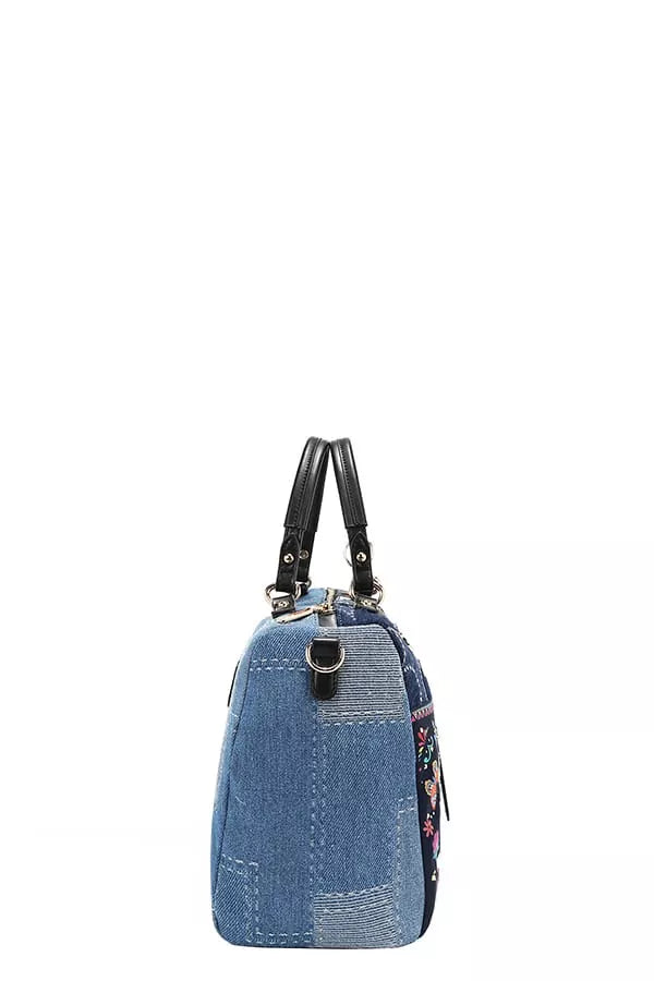 Bosque De Amor Denim Boston Bag | Handbags Daverri Fashions