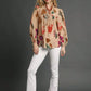Umgee Flower Print Blouse with Scalloped Neckline - DAVERRI FASHIONS