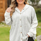 Daverri Fashions Plus Size Button Up Drawstring Long Sleeve Hoodie - DAVERRI FASHIONS