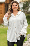 Daverri Fashions Plus Size Button Up Drawstring Long Sleeve Hoodie - DAVERRI FASHIONS