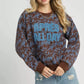 Umgee Scenic Print Cropped Sweatshirt Chocolate - DAVERRI FASHIONS
