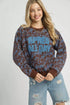Umgee Scenic Print Cropped Sweatshirt Chocolate - DAVERRI FASHIONS