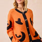 BiBi Halloween Witch Hat Moon Bat Artwork Cardigan - DAVERRI FASHIONS
