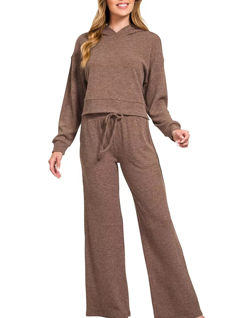 Ribbed Drawstring Lounge Pants Brown | Lounge Pants Daverri Fashions