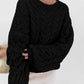 Cable Knit Long Sleeve Sweater - DAVERRI FASHIONS