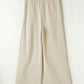 Daverri Fashions Drawstring Wide Leg Pants Beige - DAVERRI FASHIONS