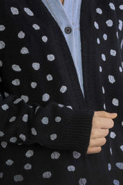 Umgee Polka Dot Open Front Drop Shoulder Cardigan | Daverri Fashions