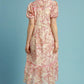 Umgee Full Size Printed Puff Short Sleeve Midi Dress Plus Size