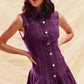 SO ME Button Down Sleeveless Collared Game Day Mini Dress - DAVERRI FASHIONS