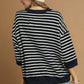 Umgee Ribbed Hem Striped Oversized Knit Top