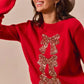 SO ME Sequins Bow Ribbon Embellished Christmas Sweater - DAVERRI FASHIONS