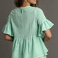 Umgee Floral Lace Trimmed Detail Half Sleeve Babydoll Top Tops