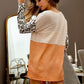 BiBi Color Block Leopard V Neck Knit Top Tops