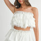 MABLE Ruffle Layered Crop Top and Mini Skirt Set Outfit Sets