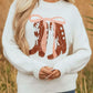 Embroidered Bow Boots Graphic Drop Shoulder Sweater - DAVERRI FASHIONS