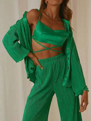 Button Up Long Sleeve Top and Pants Set | Loungewear Sets Daverri Fashions