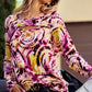 BiBi Print Tie Dye Rib Knit Top With Cut Out Neck - DAVERRI FASHIONS