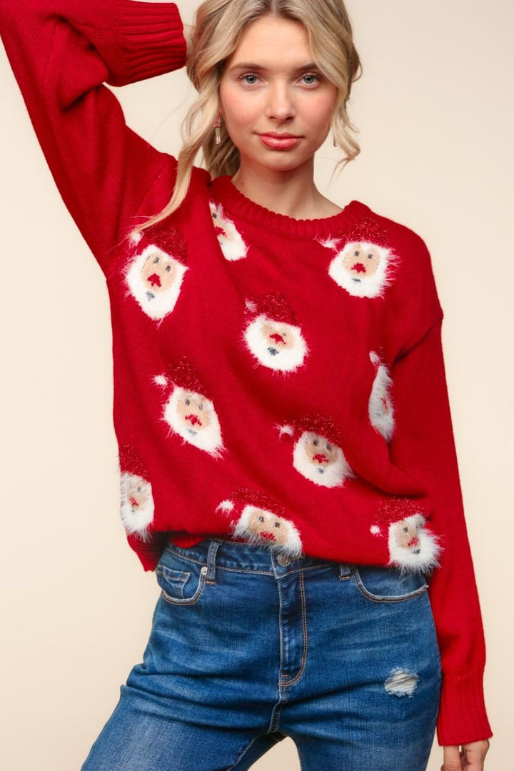 Santa Sparkle Brushed Sweater Tops