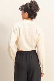 HYFVE Washed Tie Front Crop Top | Tops Daverri Fashions