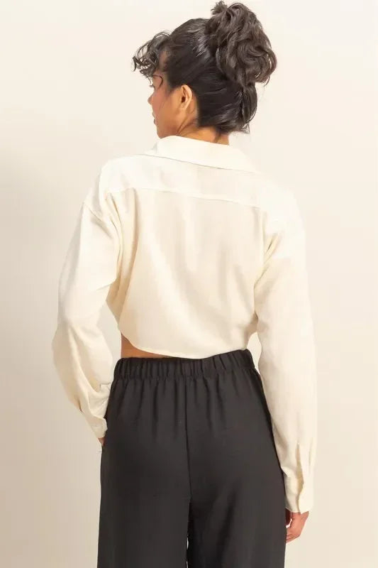 HYFVE Washed Tie Front Crop Top - DAVERRI FASHIONS