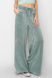 High Rise Wide Leg Drawstring Pants Lounge Pants