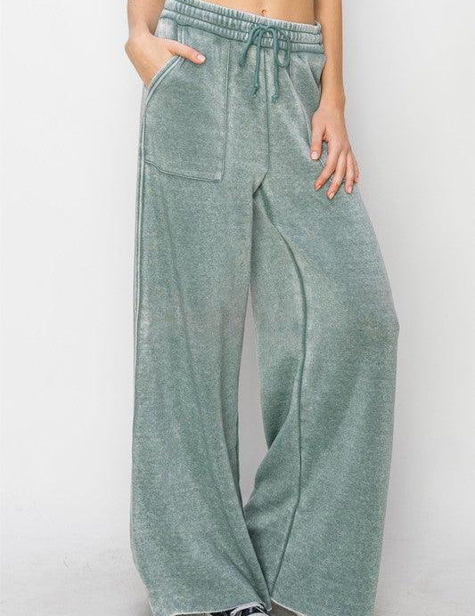 High Rise Wide Leg Drawstring Pants Lounge Pants