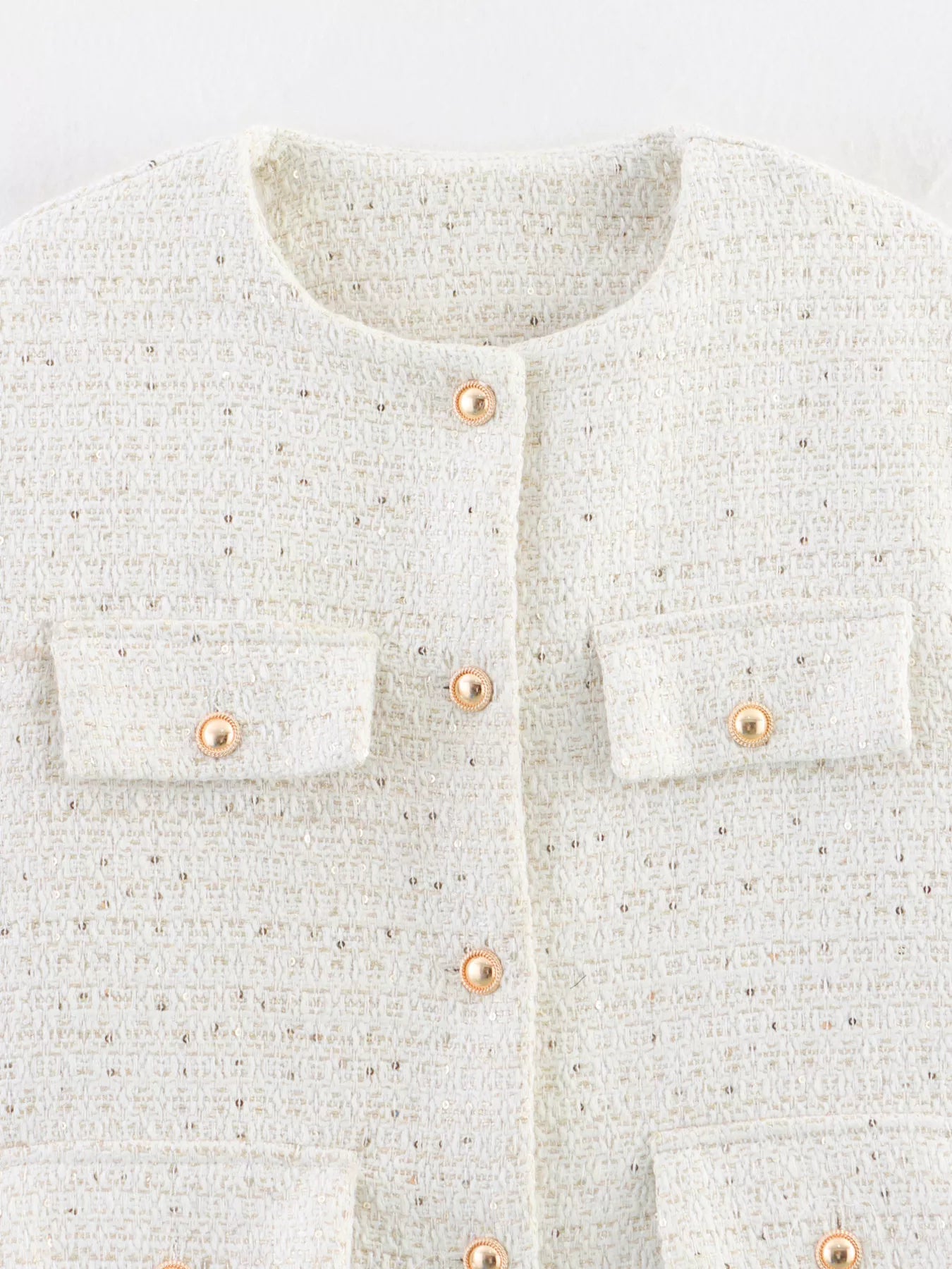 Tweed Button Up Cropped Jacket | Jackets Daverri Fashions