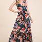 Lime 'N' Chili Floral Print Sleeveless Tie Waist Maxi Dress - DAVERRI FASHIONS