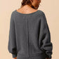 SO ME Loose Fit Exposed Seam Slouchy Boucle Sweater Charcoal - DAVERRI FASHIONS