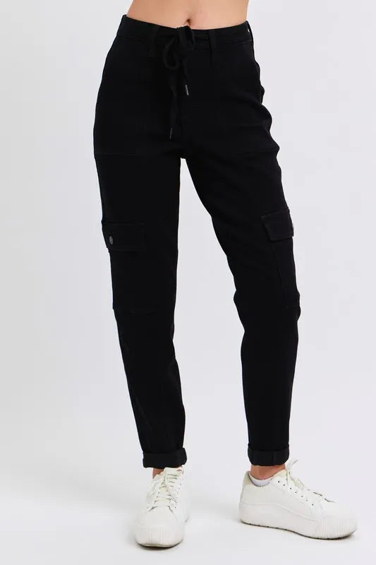Judy Blue Full Size High Waist Cargo Cuffed Jogger BK Jeans