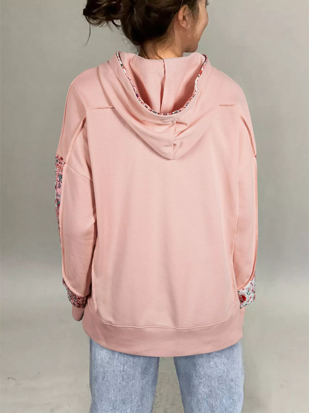 Floral Print Drawstring Long Sleeve Hoodie | Hoodies Daverri Fashions