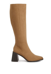 Paytin Faux Leather Block Heel Calf Length Boots | Boots Daverri Fashions