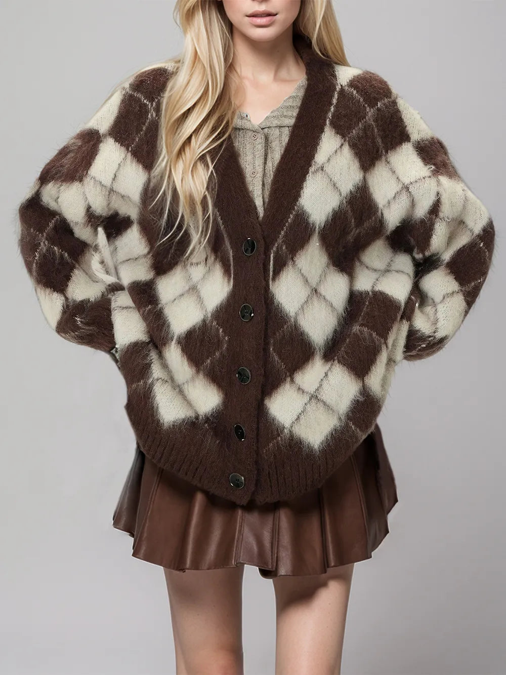Plaid V-Neck Button Up Cardigan | Cardigans Daverri Fashions