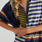 Striped Oversized Half Button Shirt Dress - DAVERRI FASHIONS