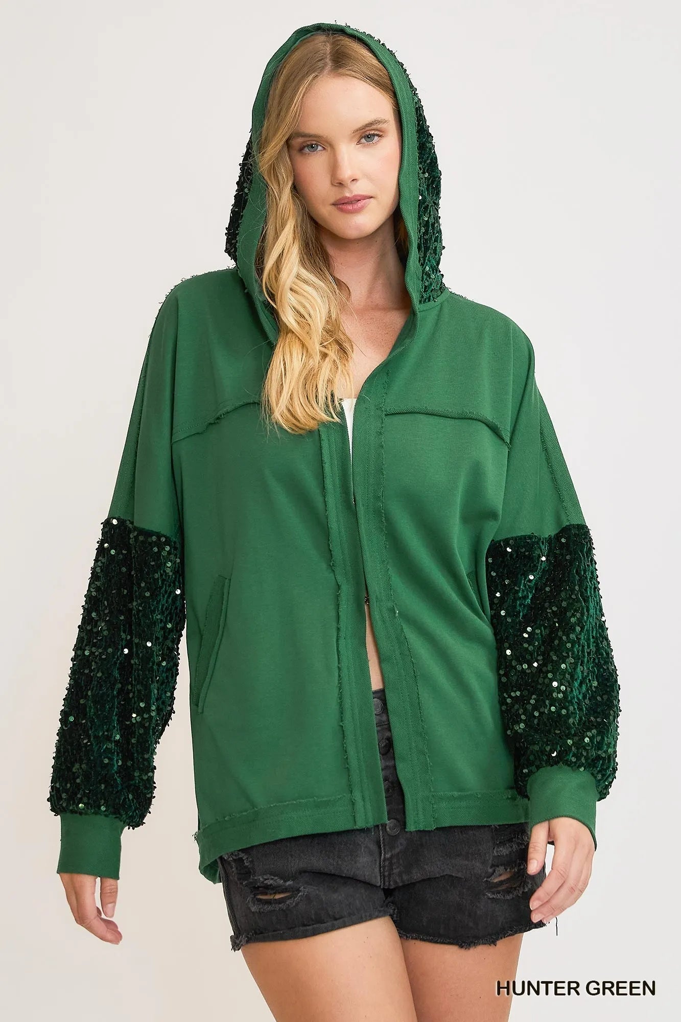 Umgee Sequined French Terry Jacket