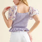 And The Why Embellishment Sleeve Smocked Top - DAVERRI FASHIONS