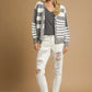 Umgee Cable-Knit Stripe Button-Up Cardigan - DAVERRI FASHIONS