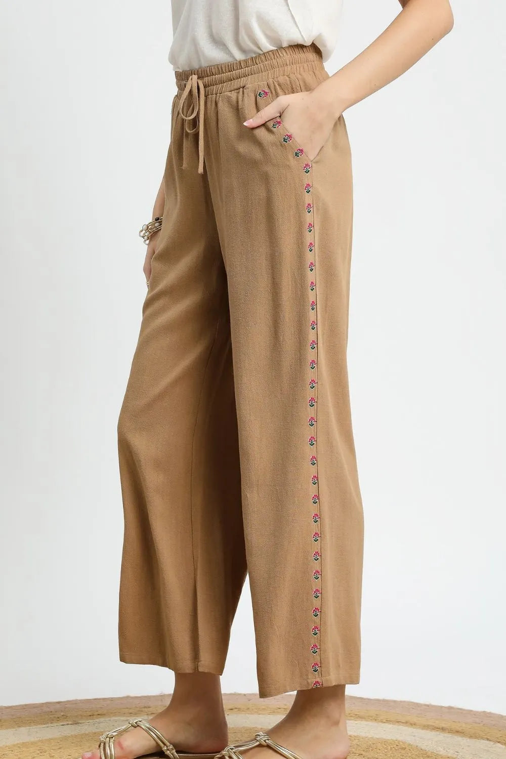 Umgee Wide Leg Drawstring Pants Pants