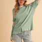 Aemi + Co Raw Seam Color Block Round Neck Knit Top Tops