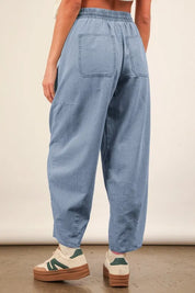 VERY J Washed Chambray Barrel Denim Pants | Jeans Daverri Fashions