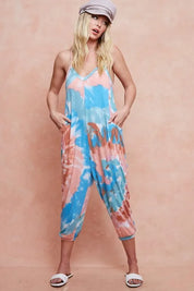 BiBi Tie Dye Knit Mid-length Casual Jumpsuit | Jumpsuits Daverri Fashions